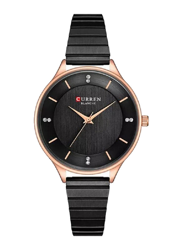 

Curren Quartz Analog Wrist Watch for Women with Stainless Steel Band, Water Resistant, 9041, Black