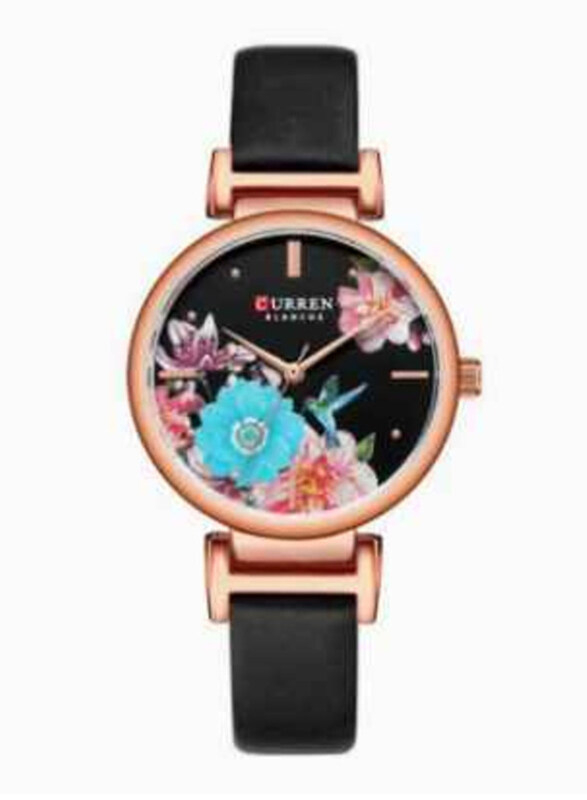 

Curren Analog Watch for Women with Leather Band, Water Resistant, 9053, Black