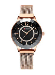 Curren Analog Watch for Women with Metal Band, Water Resistant, J4065RB, Rose Gold-Black