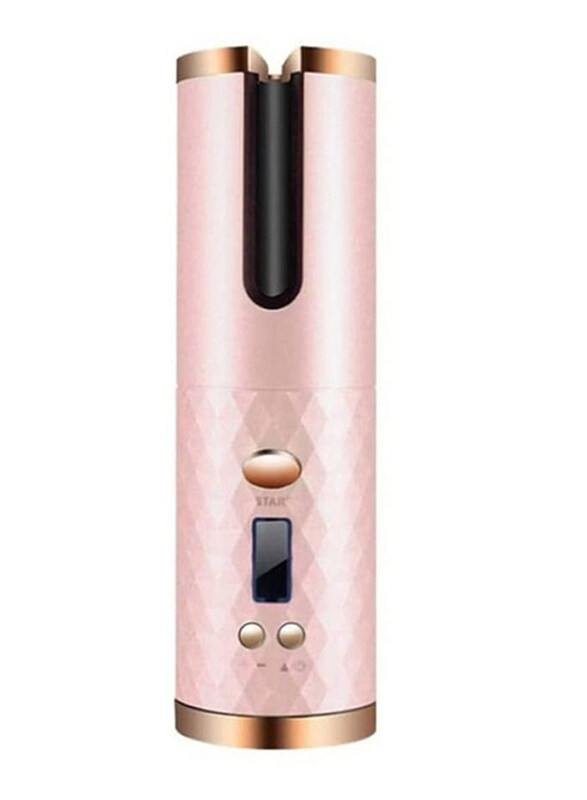 

Generic Automatic Cordless Auto Hair Curler and LCD Display with Accessories, Pink