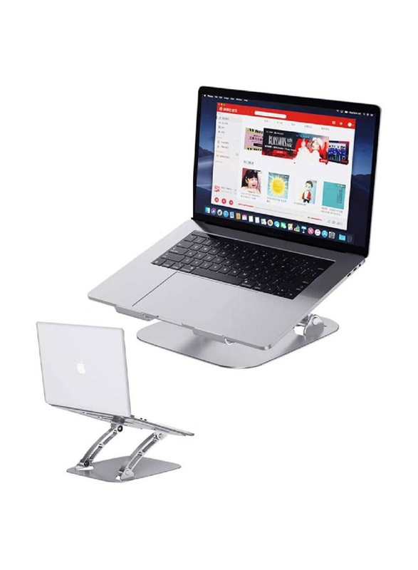 Laptop Notebook Stand For up to 17 inch for Apple MacBook Air, Pro, Dell, Samsung, Lenovo Adjustable with Heat Vent, Silver