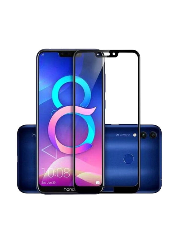 

Generic Honor 8C 5D Tempered Glass Mobile Phone Screen Protector, 2 Piece, Black/Clear