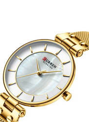 Curren Analog Watch for Women with Stainless Steel Band, J4029G-KM, Gold-White