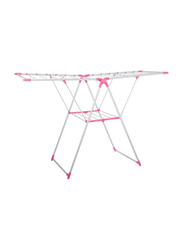 Steel Cloth Dryer Rack Cloth Drying Stand, White/Pink