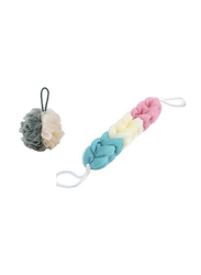 Soft Shower Mesh Foaming Sponge Shower Ball Loofah Exfoliate Scrubber, 2 Pieces, Multicolour