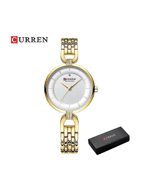 Curren Analog Watch for Women with Stainless Steel Band, Water Resistant, Gold-Silver