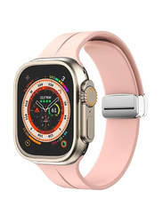 Perfii Replacement Soft Silicone Magnetic Buckle Sport Band For Apple Watch 42/44/45/49mm, Pink