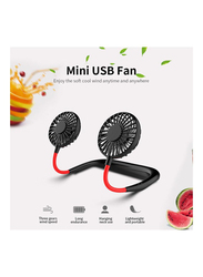 Portable USB Rechargeable Hanging Neck Fan, CT397, Black