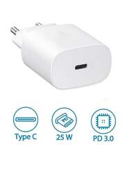 25W Super Fast Charger Adapter with Cable Compatible With Galaxy Smartphones And Other USB Type-C Devices White