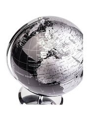 Xiuwoo 20Cm World Globe with A Metal Base, Metallic Black