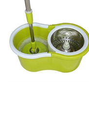 Spin Mop Bucket System 360 Spin Mop & Bucket Floor Cleaning Mop Bucket with 2 Microfiber Replacement Head Refills, Green/White
