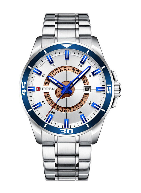 

Curren Stylish Analog Watch for Men with Stainless Steel Band, J4339SW-KM, Silver-White