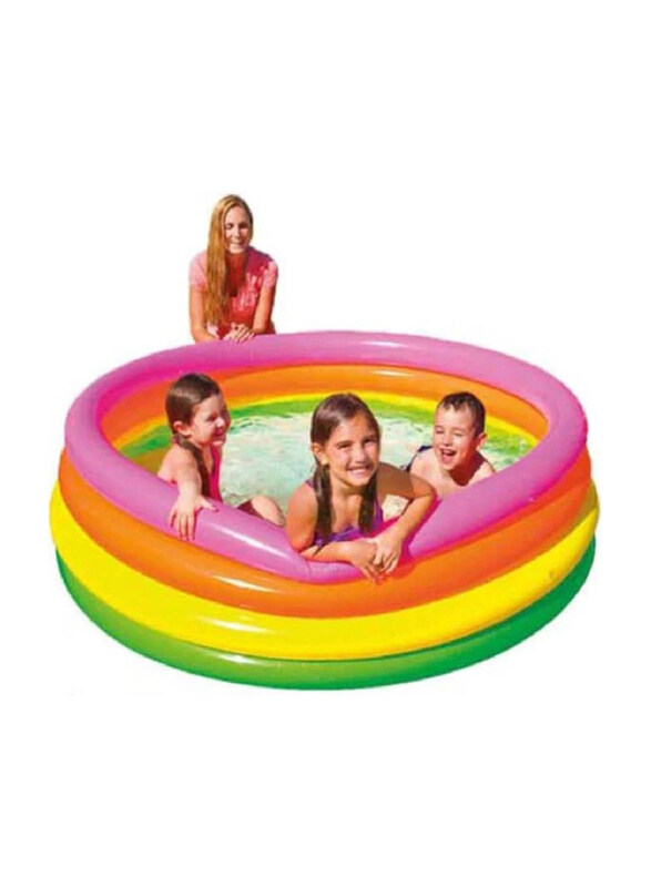 

Intex 4 Ring Portable Inflatable Lightweight Compact Circular Swimming Pool, Multicolour