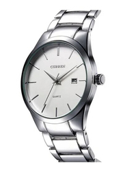 Curren Analog Watch for Men with Stainless Steel Band, Water Resistant, J0280, Silver/Silver