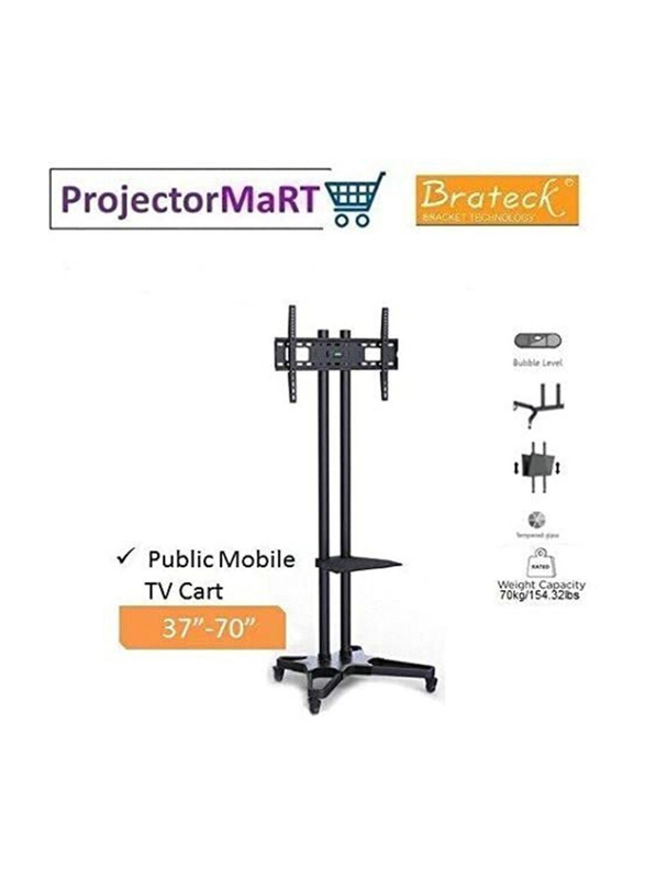 Ntech TV Stand Mobile Cart Universal Mount with Wheels for 37 to 75 Inch Tv's, Flat Screen, LED, LCD, Oled, Plasma & Curved Tv's, Black