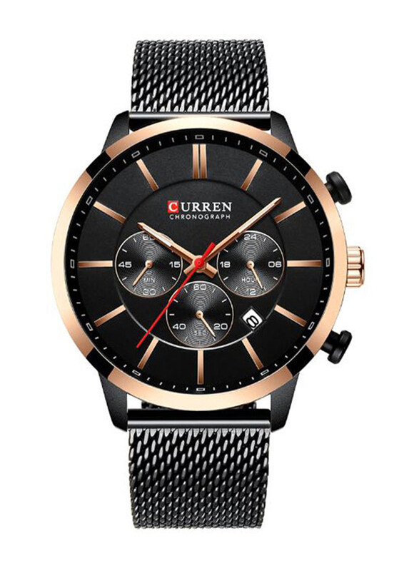 

Curren Sports Analog Watch for Men with Stainless Steel Band, Water Resistant and Chronograph, 8340, Black