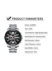 Curren Analog Watch Unisex with Stainless Steel Band, Water Resistant and Chronograph, J4057S-KM, Silver-Black