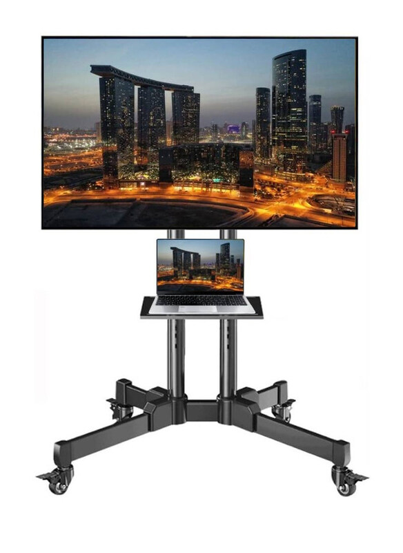 

Generic Elegant Portable Tall Height Adjustable TV Floor Rolling Stand with Upgraded Wheels For 32 to 75 Inch TVs, Black