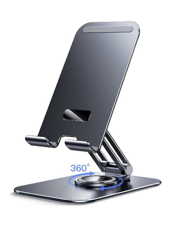 

Hyx 360 Degree Rotating Base Foldable Cradle Adjustable Swivel Desktop Holder Tablet Stand, Grey