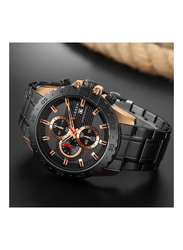 Curren Analog Watch for Men with Stainless Steel Band, Chronograph, J3946RO-B-KM, Black
