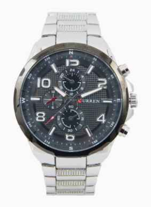 Curren Analog Watch for Men with Stainless Steel Band, Water Resistant and Chronograph, 8276, Grey-Silver