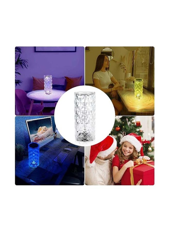 XiuWoo Crystal Diamond 3D Rose Table Lamp with Remote and Touch Control Desk Lamp, Clear