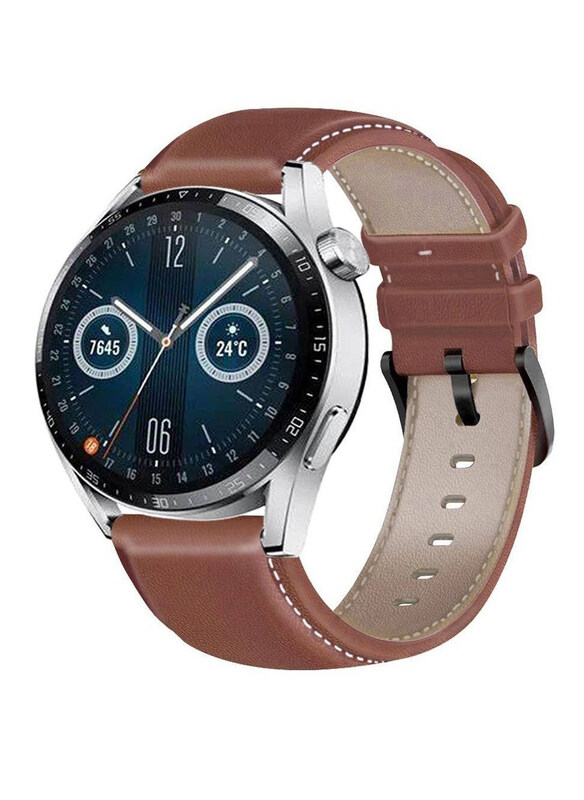 

Generic Replacement Genuine Leather Strap Band for Huawei Watch GT3, Brown