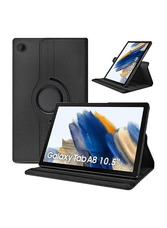 

Generic Samsung Galaxy Tab A8 10.5-Inch 2021 360 Degree Rotating Stand Folio Leather Smart Case Cover, Black