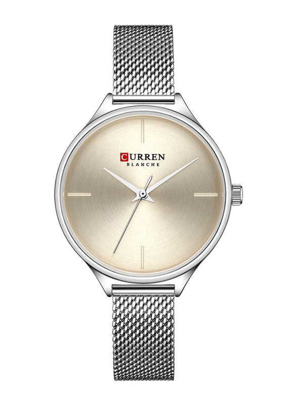 Curren Analog Watch for Women with Stainless Steel Band, Water Resistant, 9062, Silver