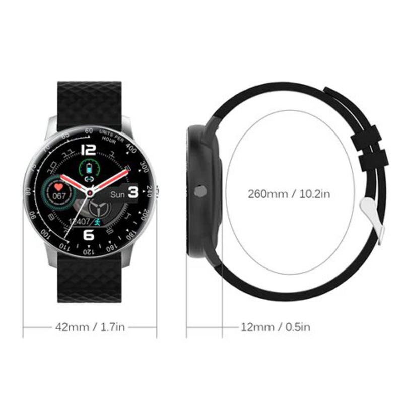 IP67 Smart Fitness Tracker Watch with Period Reminder, Heart Rate, Blood Pressure, Blood Oxygen, Step Counter, Calorie Counter & Sleep Monitoring, Black