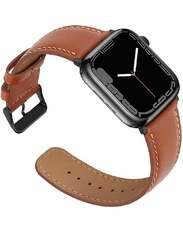 Replacement Premium Leather Strap Compatible with Apple Watch Band 45mm 44mm 42mm Brown