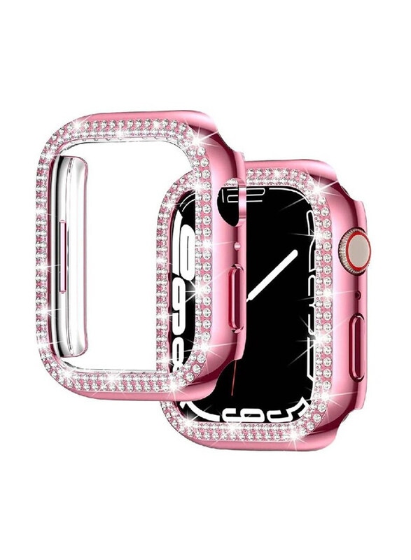 

Generic Diamond Watch Cover Guard Shockproof Frame for Apple Watch 45mm, Rose Pink