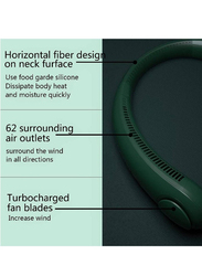 Portable Hands Free Bladeless 360° Cooling USB Rechargeable Headphone Design Neck Fan with 3 Wind Speed, Green