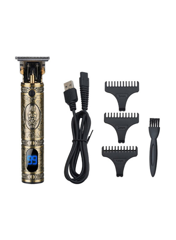 

Generic Electric Clippers LCD Digital Display Home Hair Trimmer Retro Oil Head Hair Razor with USB Rechargeable, Gold