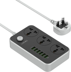 Ldnio Powerful Charging Series Power Strip with 6 USB 3-Outlet with 6-Port USB Charger, Black