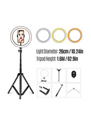 26cm Supplementary LED Folding Fill Ring Light, Black/White