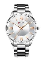 Curren Analog Watch for Men with Stainless Steel Band, Water Resistant, 8383, Silver