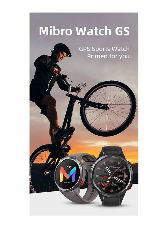 Mibro GS Smartwatch GPS Sports Watch, 1.43-inch AMOLED HD Display, 24-Day Ultra-Long Battery Life, 70 Sports Modes, Black