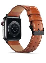 Replacement Premium Leather Strap Compatible With Apple Watch Band 41mm 40mm 38mm Brown