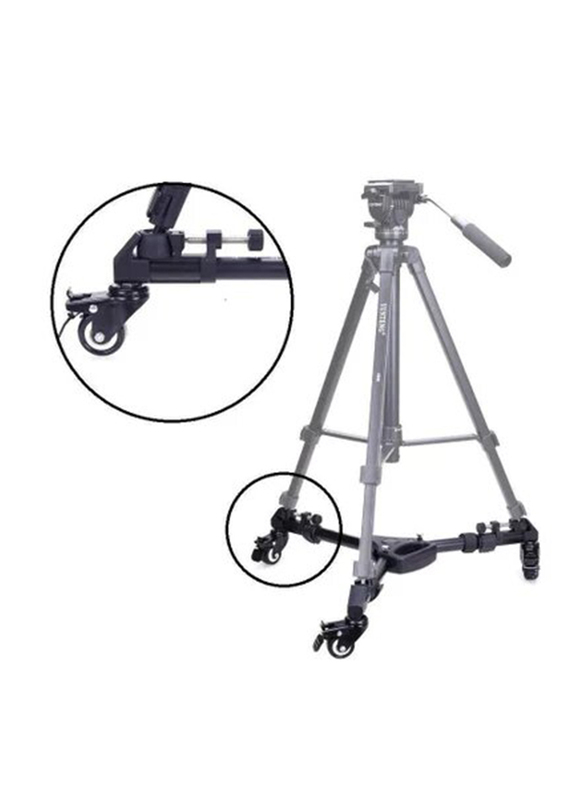 Yungteng 3 Wheels Universal Foldable Dolly Base Stand for Tripod, Black