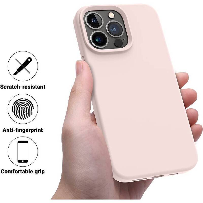 Apple iPhone 14 Pro Max 6.7-Inch Protective Silicone Shockproof Slim Thin Mobile Phone Back Case Cover, Pink