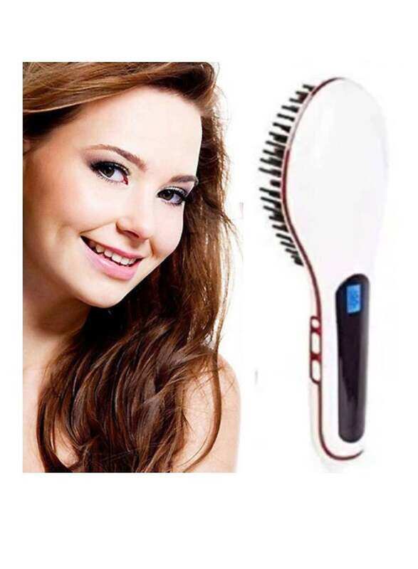 

Arabest Fast Hair Straightener Electric Comb Brush With LCD Display White