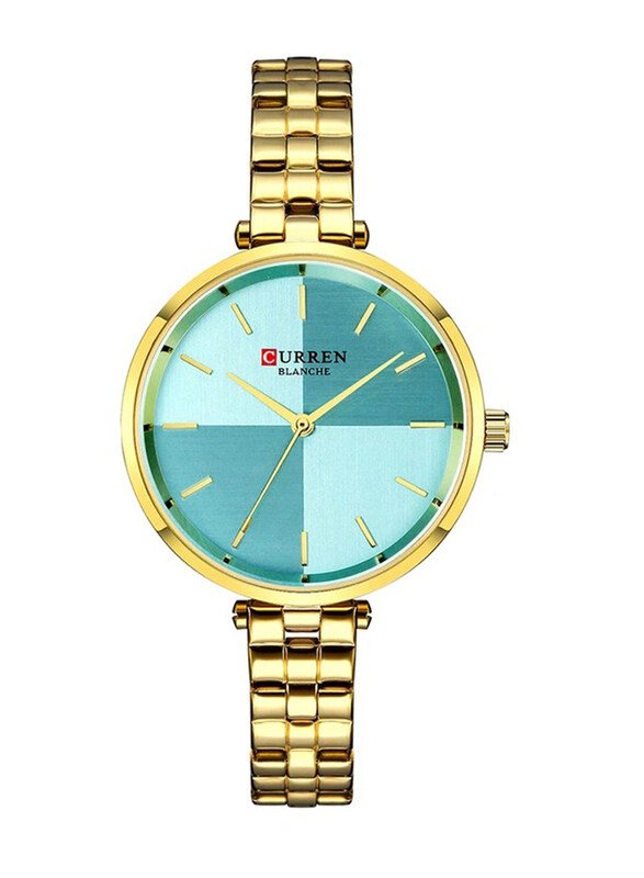 

Curren Analog Watch for Women with Alloy Band, Water Resistant, 9043, Blue-Gold