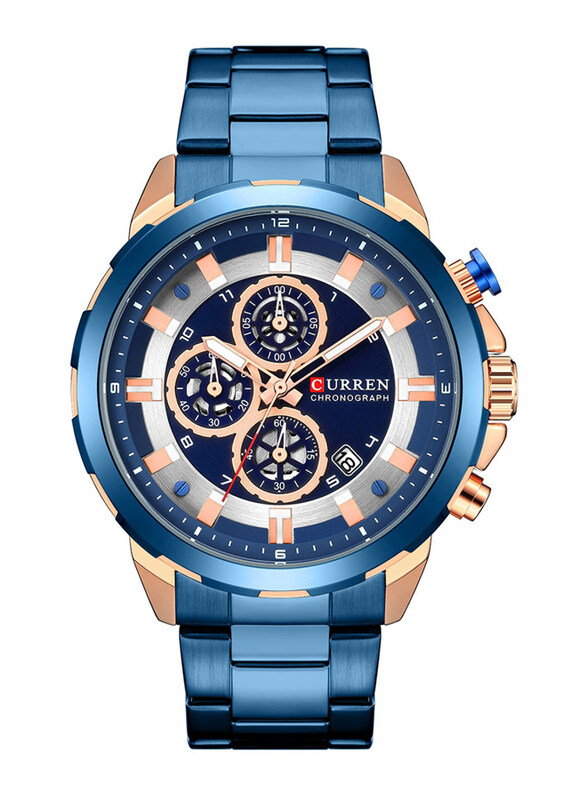 

Curren Analog Watch for Men with Stainless Steel Band, Chronograph, 8323-5, Blue