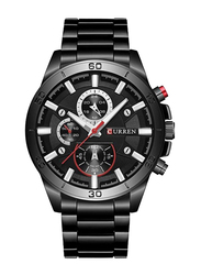 Curren Analog Watch for Men with Stainless Steel Band, Chronograph, 8275H, Black