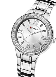 Curren Analog Watch for Women with Metal Band, 9004, Silver