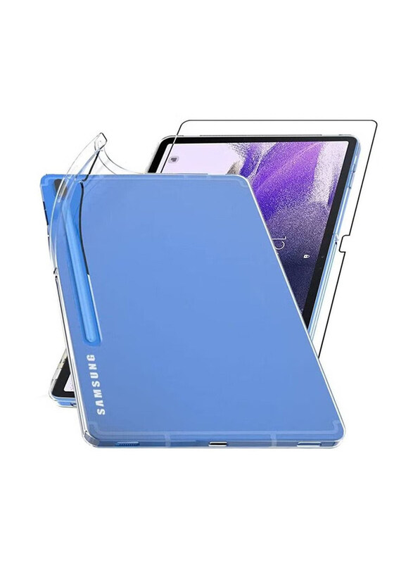 

Generic Samsung Galaxy Tab S7 Plus 12.4-Inch Ultra Clear Soft Flexible Transparent Bumper Back Case Cover with Tempered Glass Screen Protector, 2 Pieces, Clea