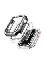 2-Piece Diamond Cover Guard Shockproof Frame for Apple Watch 38mm/40mm, Clear/Black