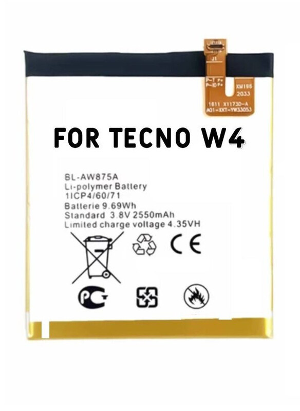 

Hyx Tecno W4 Replacement High Quality Original Battery, White/Yellow