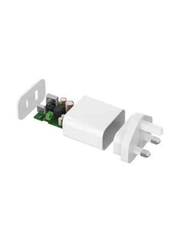 3-Pin Dual USB & Type C Output Adapter Wall Charger, White